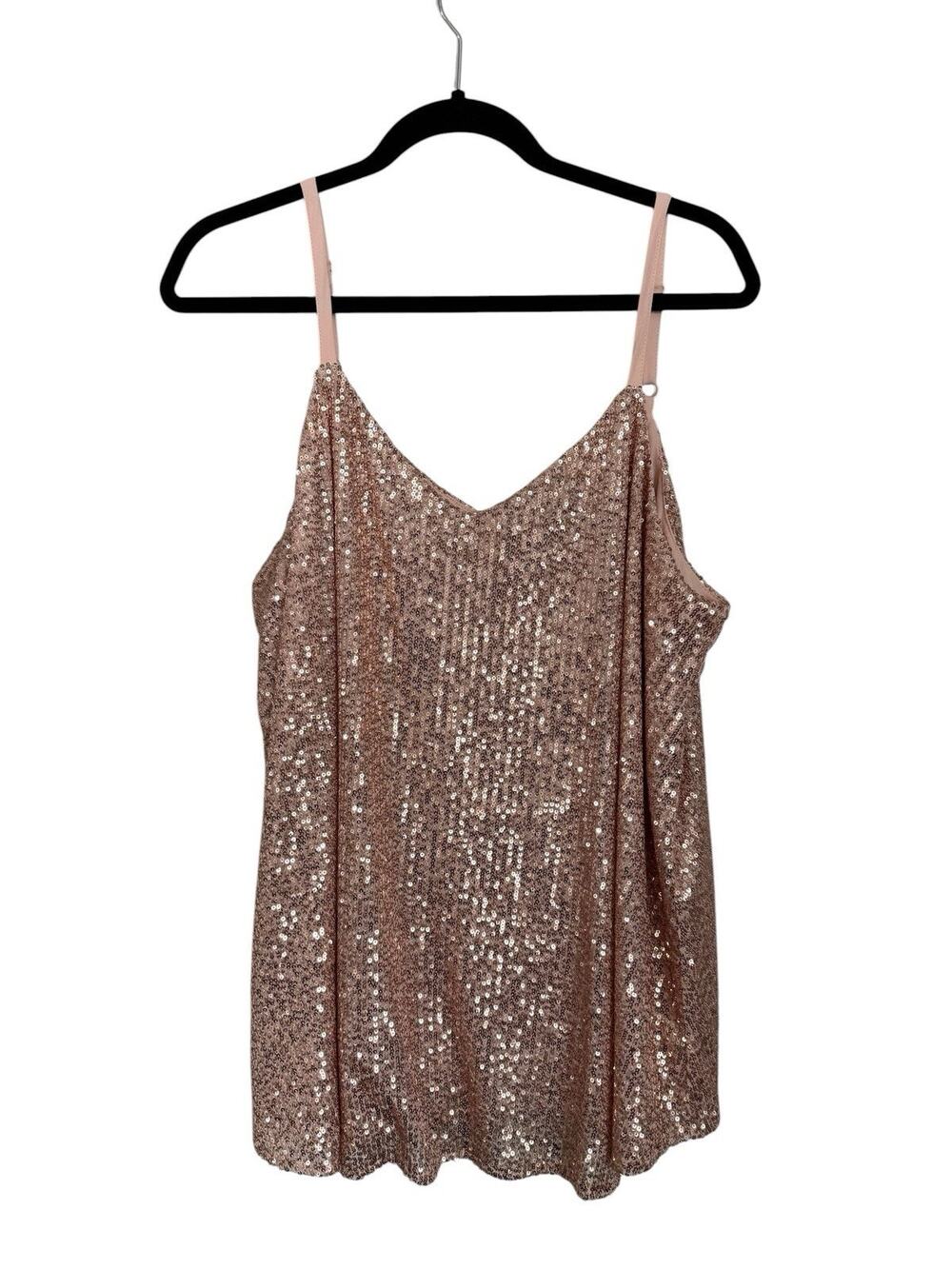 Torrid Sophie Rose Gold Sequin Camisole Tank Top Plus Size 2 Adjust Strap